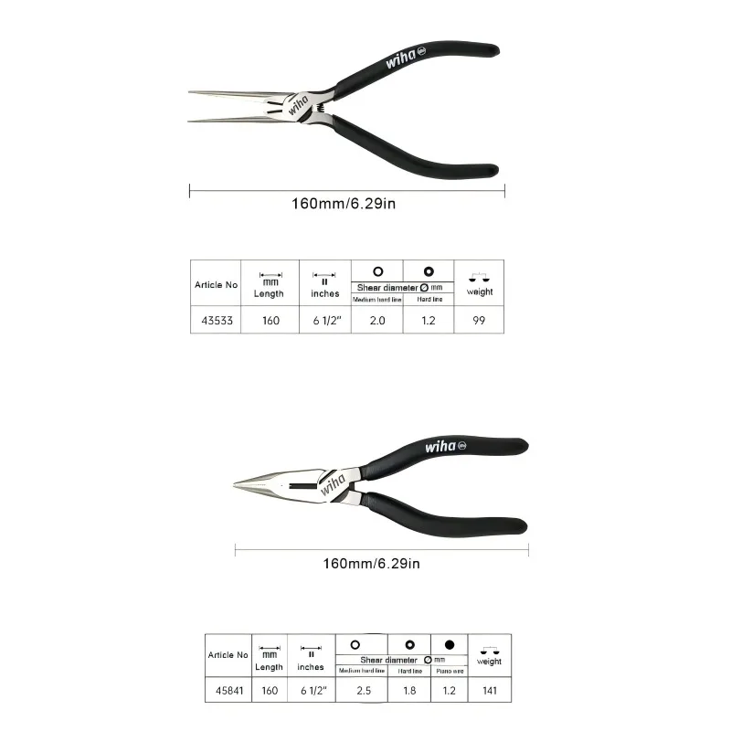 WIHA 43533+45841 Black Forest Needle-Nose Pliers Cr-V Electrician's Repair Tool for Cutting and Gripping Long-Nose Pliers
WIHA 43533+45841 Black Forest Needle-Nose Pliers Cr-V Electrician's Repair Tool for Cutting and Gripping Long-Nose Pliers