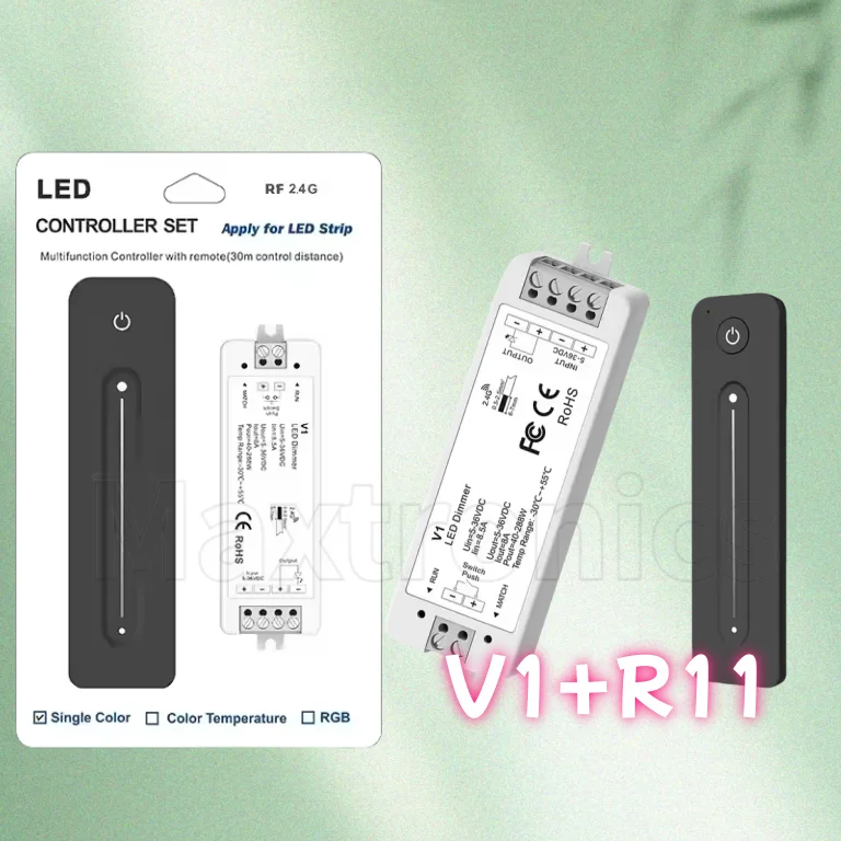 V1+R11 Led Strip Dimmer Controller 12V RF Wireless Remote DC5V-36V CV Constant Voltage Receiver Led 5050 3528 Strip Dimming Kits
V1+R11 Led Strip Dimmer Controller 12V RF Wireless Remote DC5V-36V CV Constant Voltage Receiver Led 5050 3528 Strip Dimming Kits