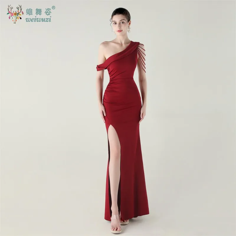 Beading Straps One Shoulder Elegant Prom Evening Dresses Birthday Party Slit Fishtail Dress Sexy Hight Waist Bodycon Dress Gown
Beading Straps One Shoulder Elegant Prom Evening Dresses Birthday Party Slit Fishtail Dress Sexy Hight Waist Bodycon Dress Gown