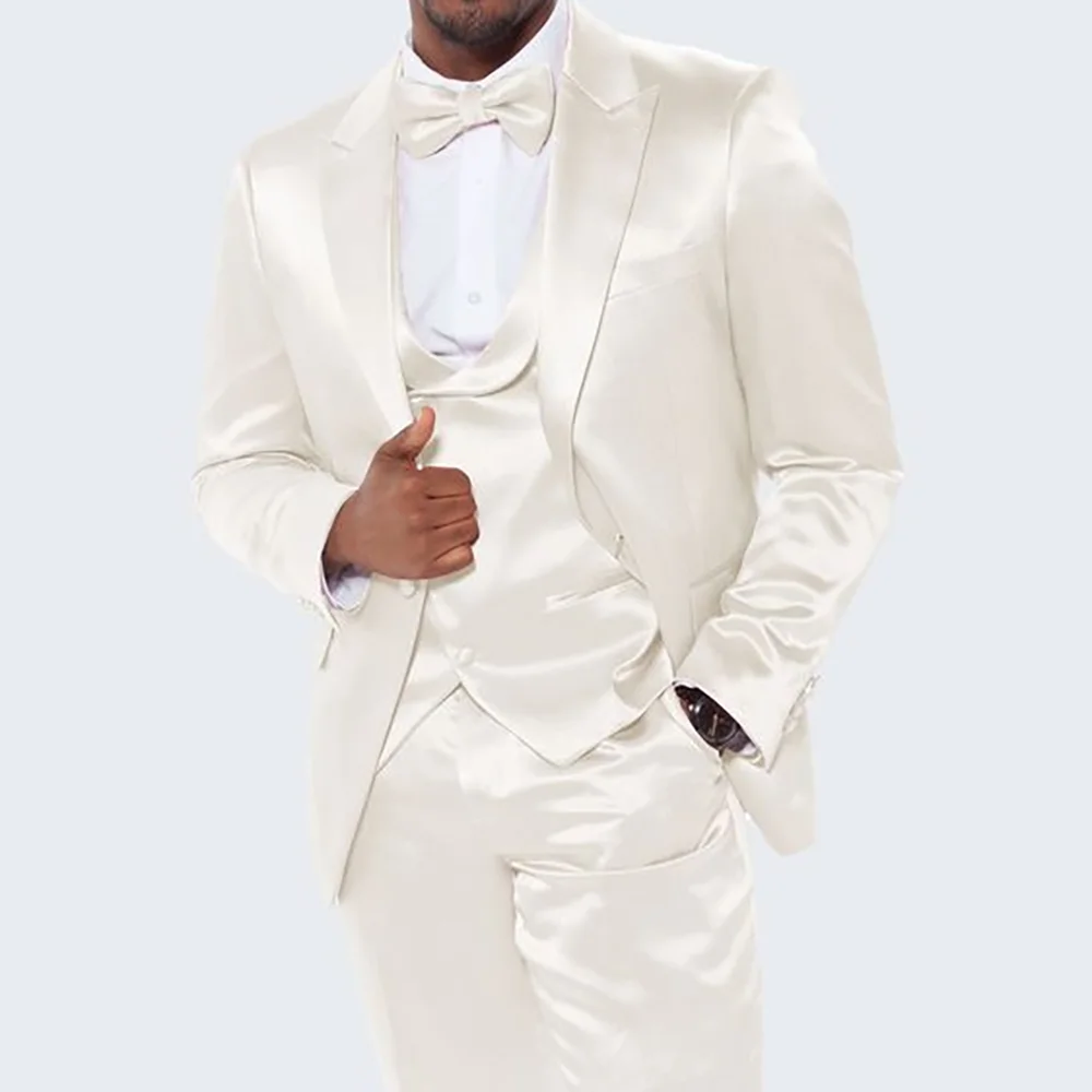 Satin Men's Suits Wedding Groom Wear Suits For Men Slim Fit Suits Stylish Peak Lapel 3 Piecees Blazer+Pants+Vest
Satin Men's Suits Wedding Groom Wear Suits For Men Slim Fit Suits Stylish Peak Lapel 3 Piecees Blazer+Pants+Vest