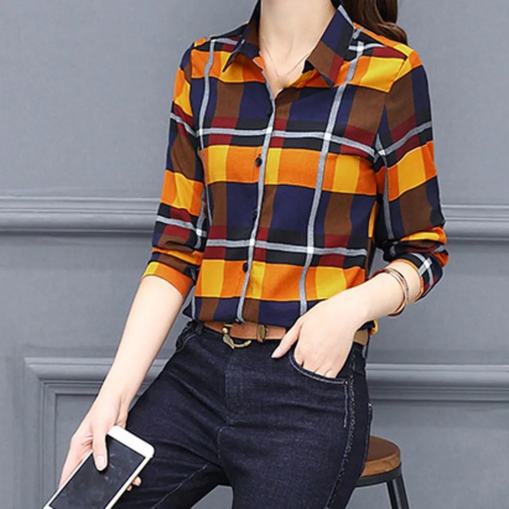 Women Plaid Printed Shirts Buttons Full Sleeve Loose Tops And Blouses Stand Collar Cardigan Casual Vintgae Top Tee Shirts Blusas
Women Plaid Printed Shirts Buttons Full Sleeve Loose Tops And Blouses Stand Collar Cardigan Casual Vintgae Top Tee Shirts Blusas