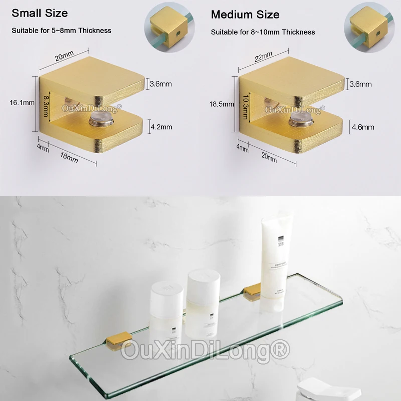 Brand New 6PCS Solid Brass Brushed Gold Glass Clamps Shower Shelf Fixed Support Brackets Connectors No Drilling for 5-12mm
Brand New 6PCS Solid Brass Brushed Gold Glass Clamps Shower Shelf Fixed Support Brackets Connectors No Drilling for 5-12mm