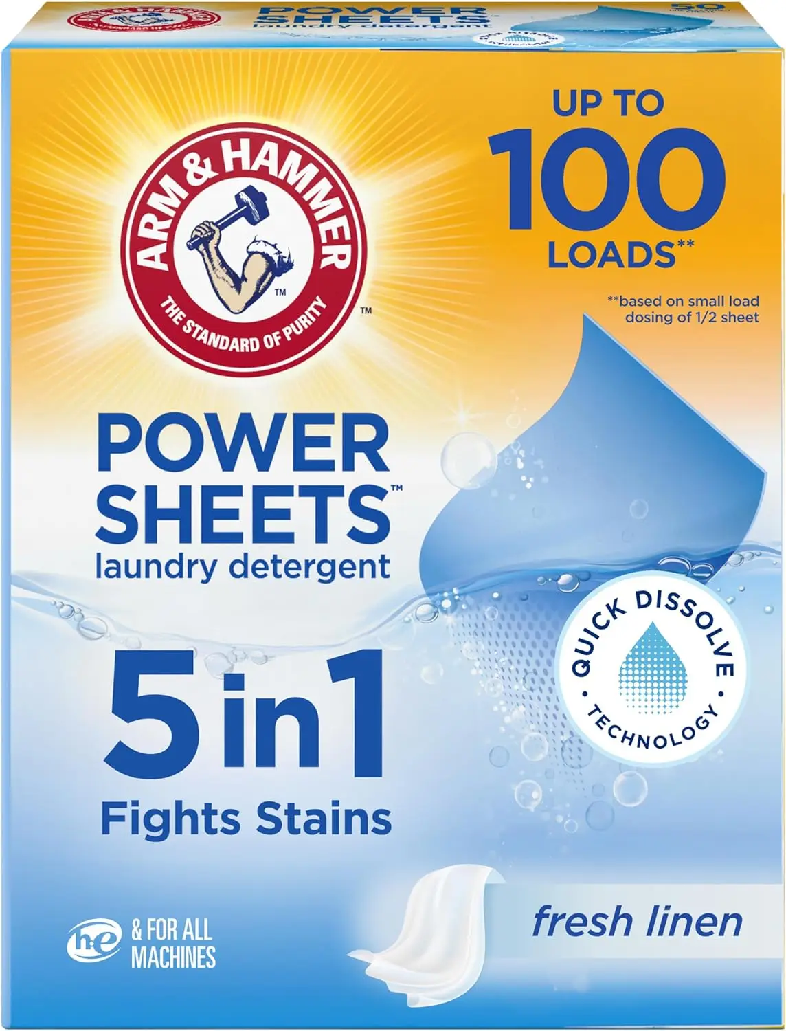 Fresh Linen Laundry Detergent Sheets, 50 Count for up to 100 Small Loads, Eco-Friendly and Quick-Dissolve
Fresh Linen Laundry Detergent Sheets, 50 Count for up to 100 Small Loads, Eco-Friendly and Quick-Dissolve
