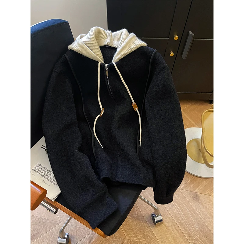 Korean Sle Thiened ort Woolen Jaet Women's Casual Hooded Coat Warm Loose Top for Winter Bla Design Sensation
Korean Sle Thiened ort Woolen Jaet Women's Casual Hooded Coat Warm Loose Top for Winter Bla Design Sensation