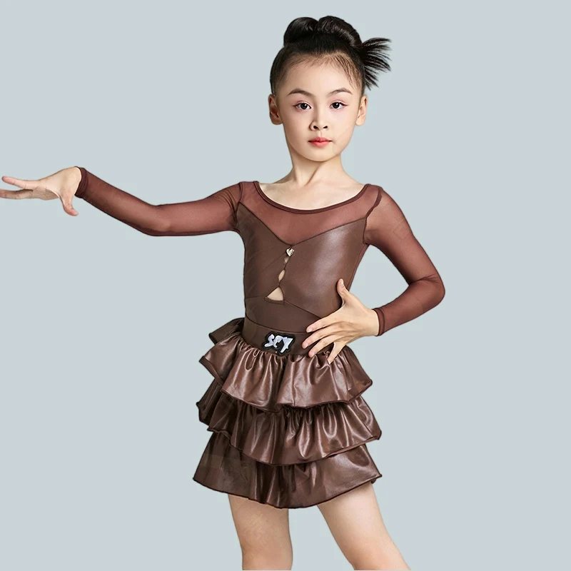 Brown Children Cha Cha Rumba Training Wear Latin Dance Suit Girls Long Sleeve Performance Dress Long Sleeve Top Skirt Set
Brown Children Cha Cha Rumba Training Wear Latin Dance Suit Girls Long Sleeve Performance Dress Long Sleeve Top Skirt Set