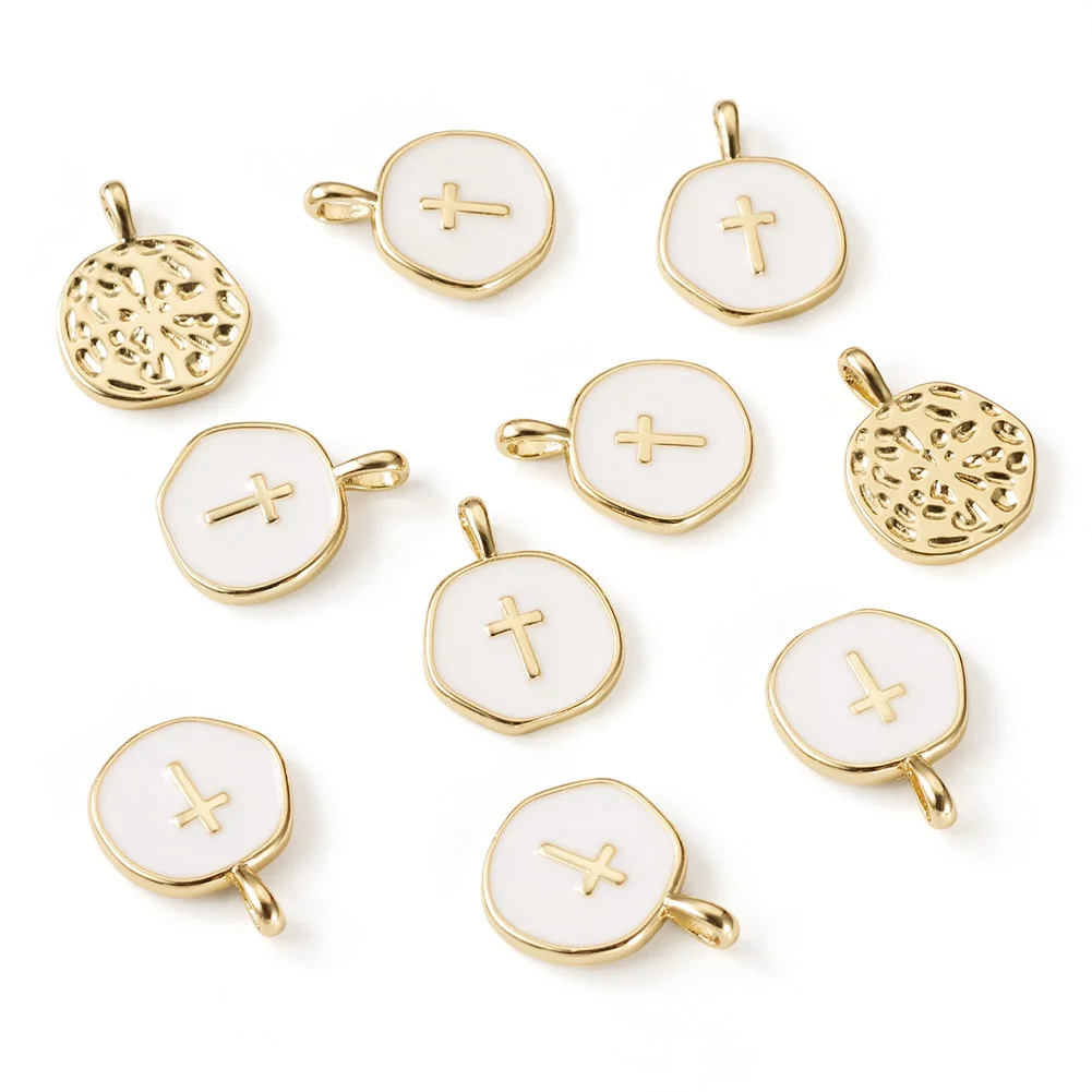 10pcs White Enamel Brass Pendants Flat Round with Cross Charms for Necklace Earrings Jewelry Making
10pcs White Enamel Brass Pendants Flat Round with Cross Charms for Necklace Earrings Jewelry Making