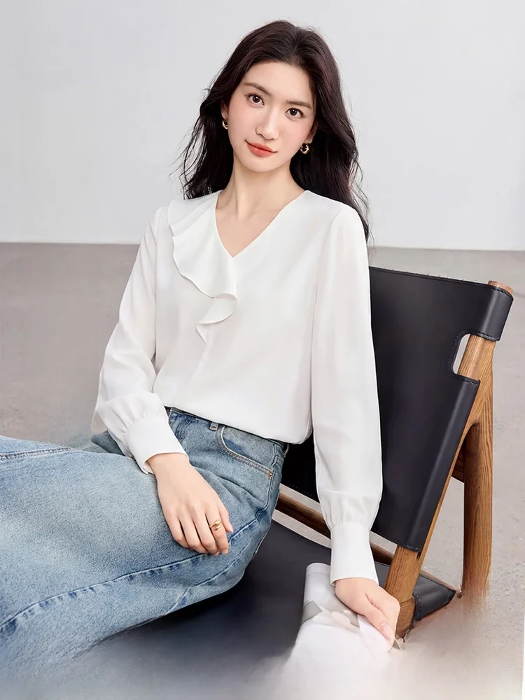 Ele Commuter Sle Women's irt Asymmetrical Hem V-Ne Drapey Faionable Spring 2026 Chiffon Top Simple Straight Cut
Ele Commuter Sle Women's irt Asymmetrical Hem V-Ne Drapey Faionable Spring 2026 Chiffon Top Simple Straight Cut