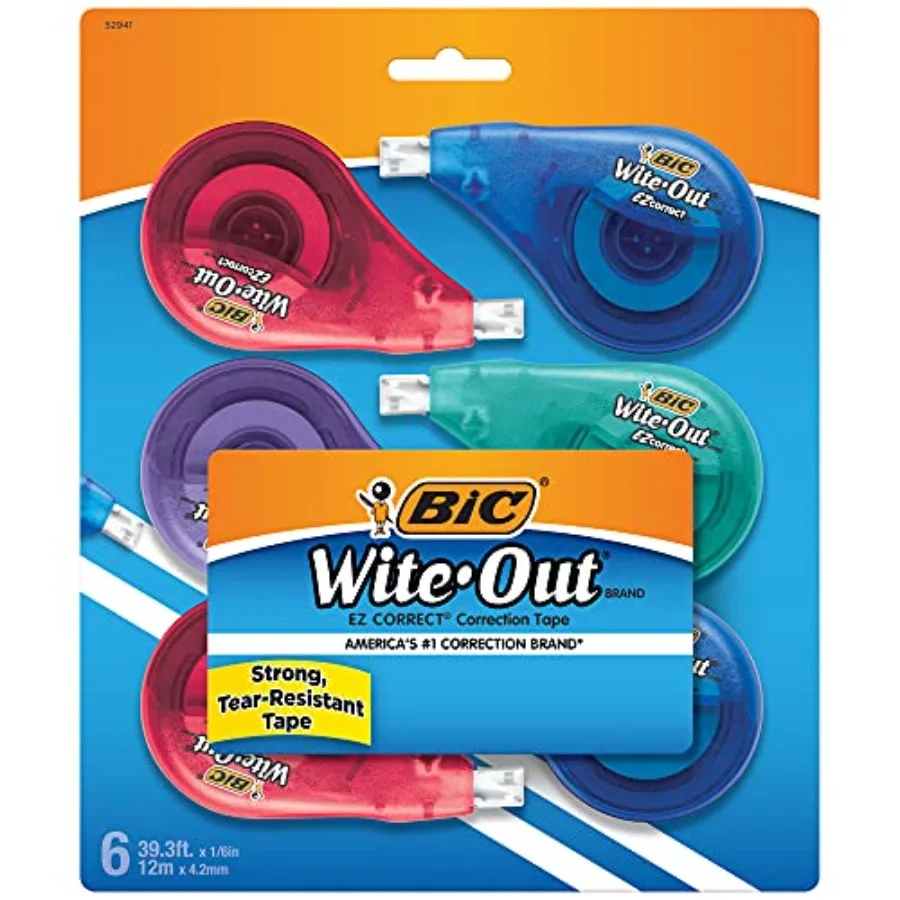 Wite-Out Brand EZ Correct Correction Tape, White, Fast, Clean and Easy To Use, Tear-Resistant Tape, 6-Count
Wite-Out Brand EZ Correct Correction Tape, White, Fast, Clean and Easy To Use, Tear-Resistant Tape, 6-Count