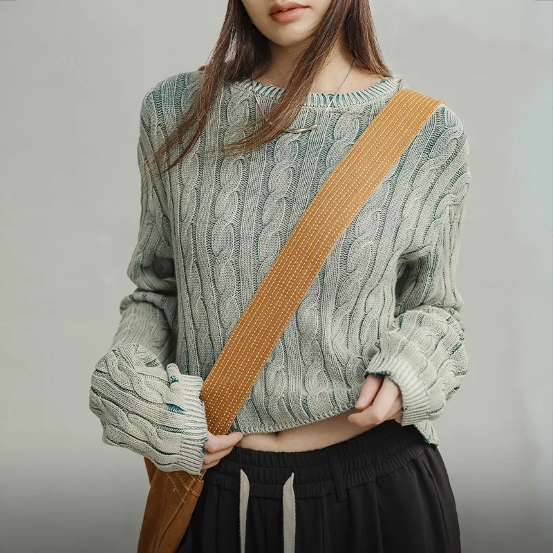 Maden New Cotton Round Neck Retro Gradient Knit Sweater Short Knitted Pullover Casual Versatile Warm Tops for Women's Autumn
Maden New Cotton Round Neck Retro Gradient Knit Sweater Short Knitted Pullover Casual Versatile Warm Tops for Women's Autumn