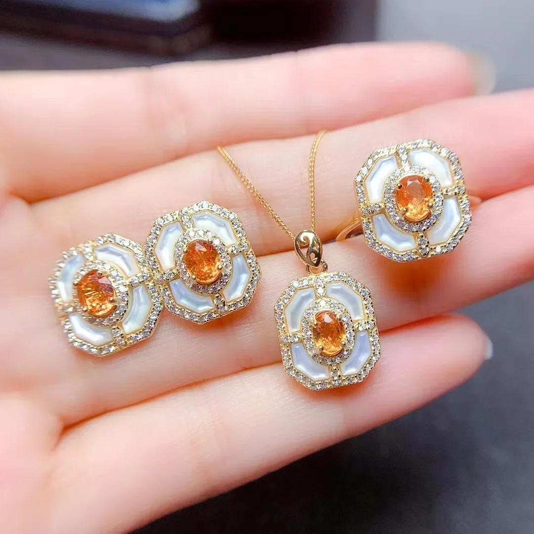 Natural Fanta Garnet Set Ring Pendant Earrings 925 Sterling Silver High Clarity jewelry sets for women
Natural Fanta Garnet Set Ring Pendant Earrings 925 Sterling Silver High Clarity jewelry sets for women