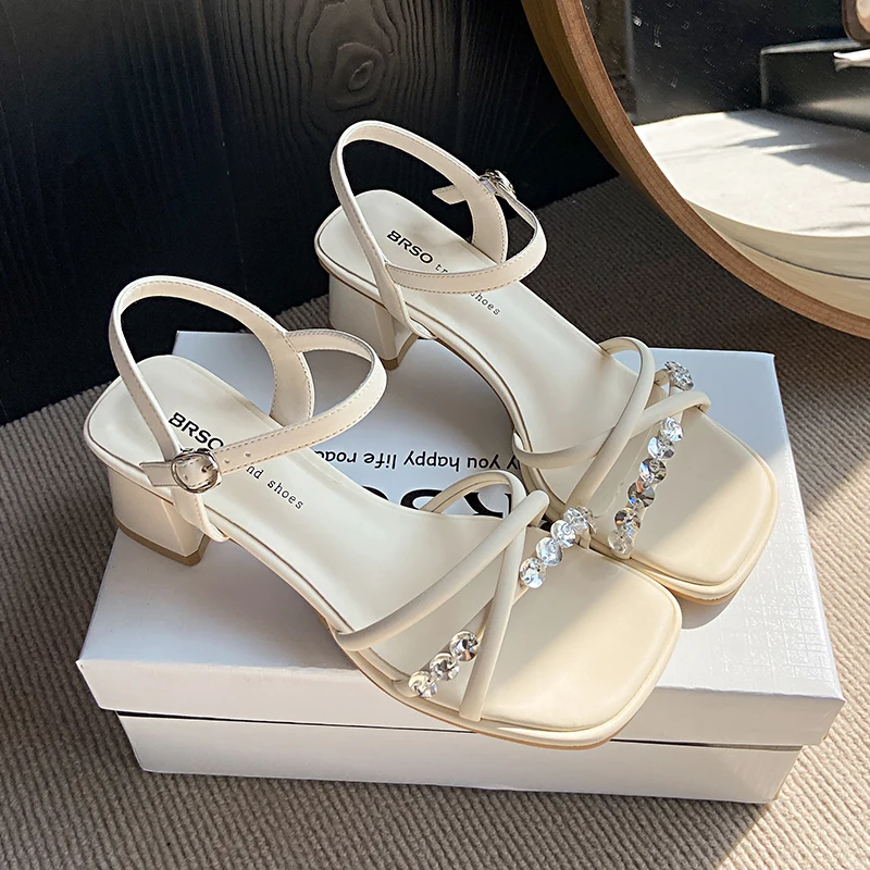Summer New Women's High Heel Sandals French Style Rhinestone Fairy Wind Beach Shoes Trendy One-Strap Roman Style Beach Sandals
Summer New Women's High Heel Sandals French Style Rhinestone Fairy Wind Beach Shoes Trendy One-Strap Roman Style Beach Sandals