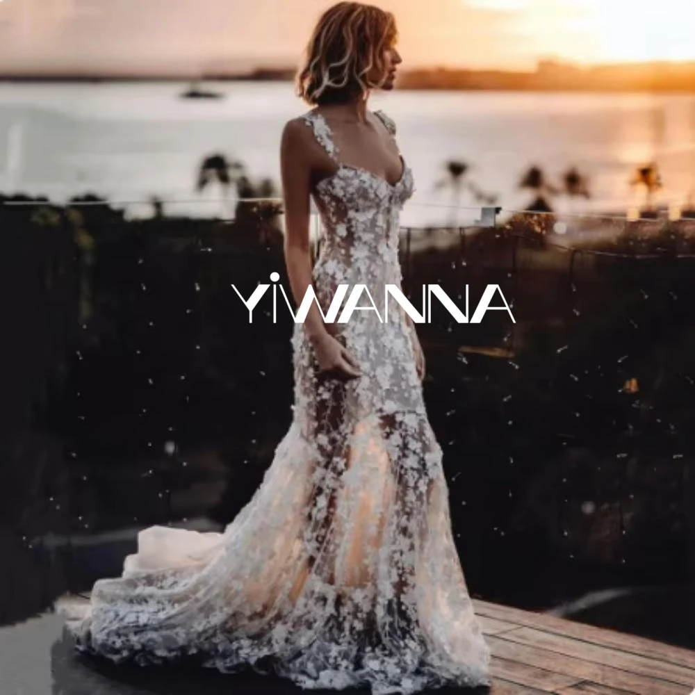 Illusion Lace Appliques 3D Flower Wedding Dresss Sexy Backless Bridal Gown Customized Graceful Mermaid Dresses For Bride
Illusion Lace Appliques 3D Flower Wedding Dresss Sexy Backless Bridal Gown Customized Graceful Mermaid Dresses For Bride