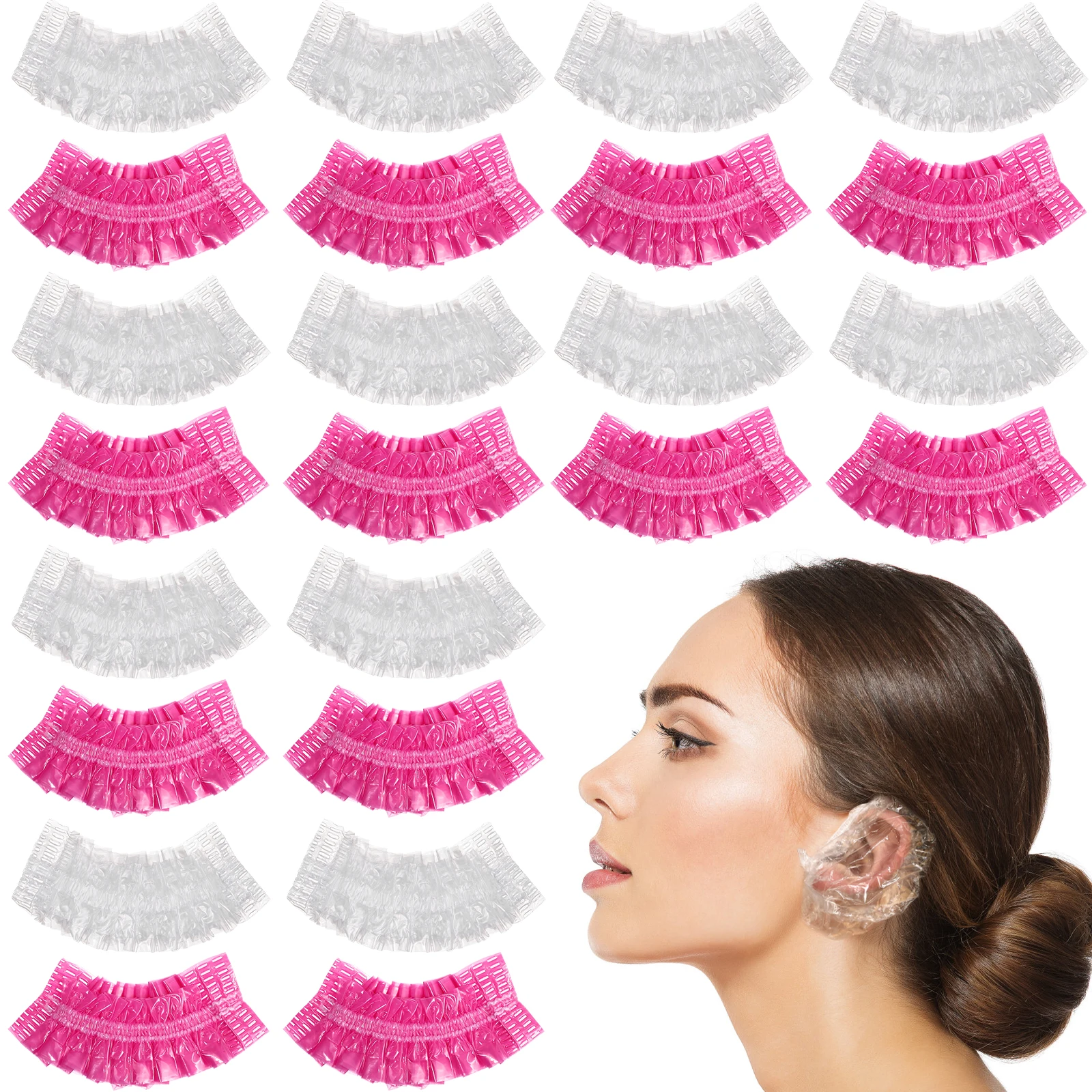 200 Pcs Disposable Shower Ear Covers Clear Pink Earmuffs for Hair Salon Bath Dye Elastic Band Reinforced Non Breakable
200 Pcs Disposable Shower Ear Covers Clear Pink Earmuffs for Hair Salon Bath Dye Elastic Band Reinforced Non Breakable