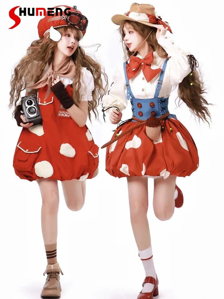 Original Design Cute Kawaii Mushroom Lolita Strap JSK Dress Lolita Girl Women's Loose Red Printed Tank Dresses Cos Clothing
Original Design Cute Kawaii Mushroom Lolita Strap JSK Dress Lolita Girl Women's Loose Red Printed Tank Dresses Cos Clothing