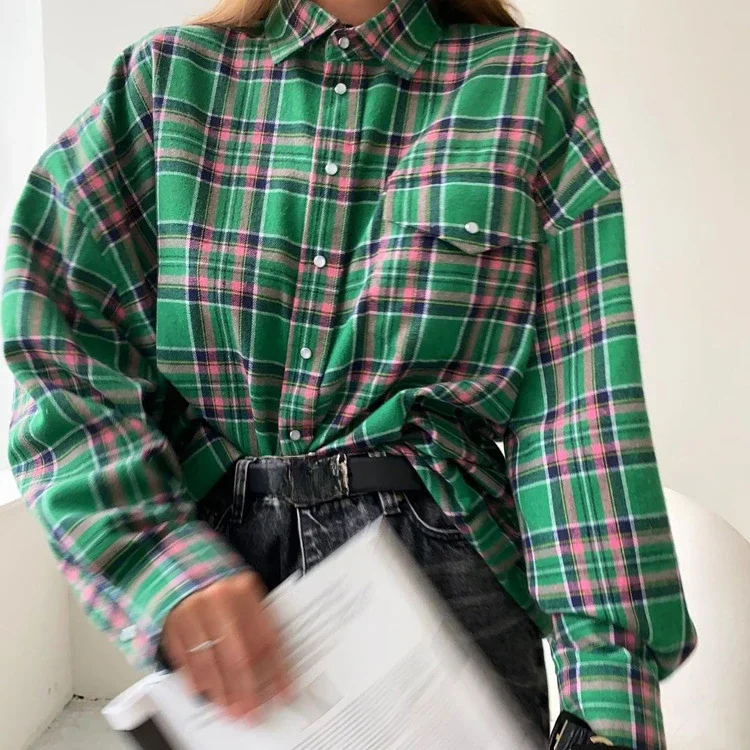 Cotton Orange Plaid Loose Oversize Pocket Blouses Shirts For Women Top Casual long sleeve Shirt Spring Autumn Blusas Outwear
Cotton Orange Plaid Loose Oversize Pocket Blouses Shirts For Women Top Casual long sleeve Shirt Spring Autumn Blusas Outwear