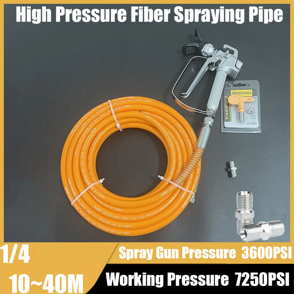 High Pressure Spray Hose 1/4BSP Spray Gun Kit Double-Layer Fiber Tube, Pressure 7250PSI, With 517 Tip And Protective Device
High Pressure Spray Hose 1/4BSP Spray Gun Kit Double-Layer Fiber Tube, Pressure 7250PSI, With 517 Tip And Protective Device