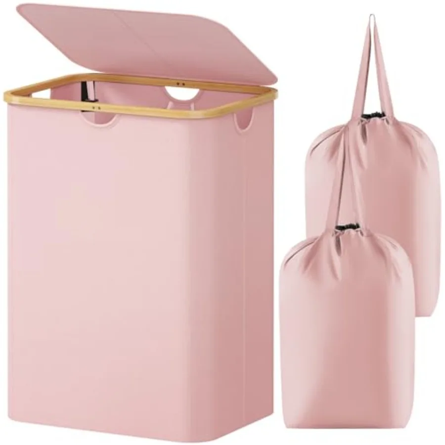 Laundry Basket with Lid, Clothes Hampers for Laundry with Bamboo Handles and 2 Removable Bag, Large Foldable Laundry Hamper for
Laundry Basket with Lid, Clothes Hampers for Laundry with Bamboo Handles and 2 Removable Bag, Large Foldable Laundry Hamper for