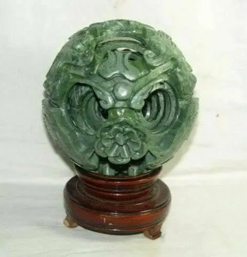 Big 12cm 5 layers natural green jade flower magic Puzzle Ball revolving stand
Big 12cm 5 layers natural green jade flower magic Puzzle Ball revolving stand