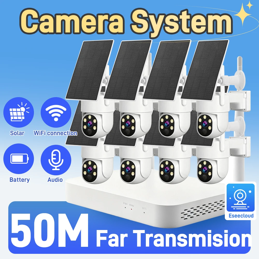 Solar Wireless WiFi Camera NVR Kit Outdoor Security Cam System 2K 4MP 8CH NVR Kit Solar Long-Lasting Battery Wireless NVR Kit
Solar Wireless WiFi Camera NVR Kit Outdoor Security Cam System 2K 4MP 8CH NVR Kit Solar Long-Lasting Battery Wireless NVR Kit