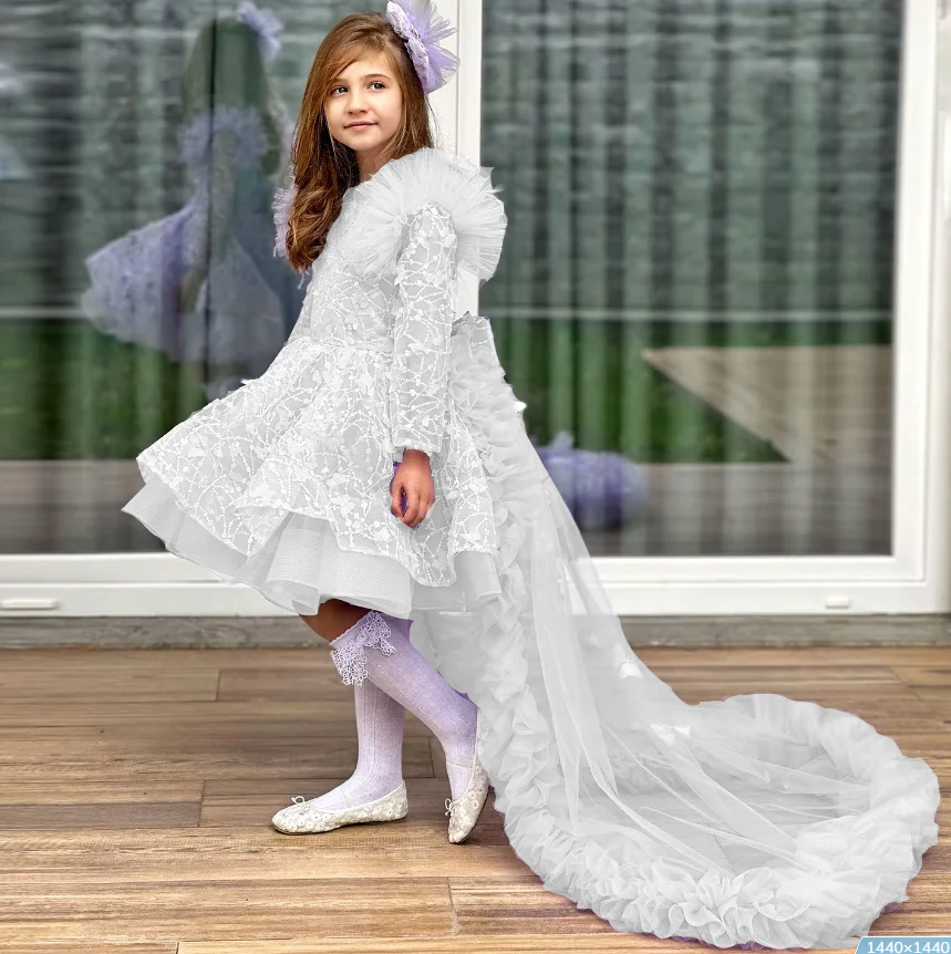 Sparkling White Girl Dress Knee Length With Train Long Sleeve Princess Baby Formal Occasions Birthday Party Gowns
Sparkling White Girl Dress Knee Length With Train Long Sleeve Princess Baby Formal Occasions Birthday Party Gowns