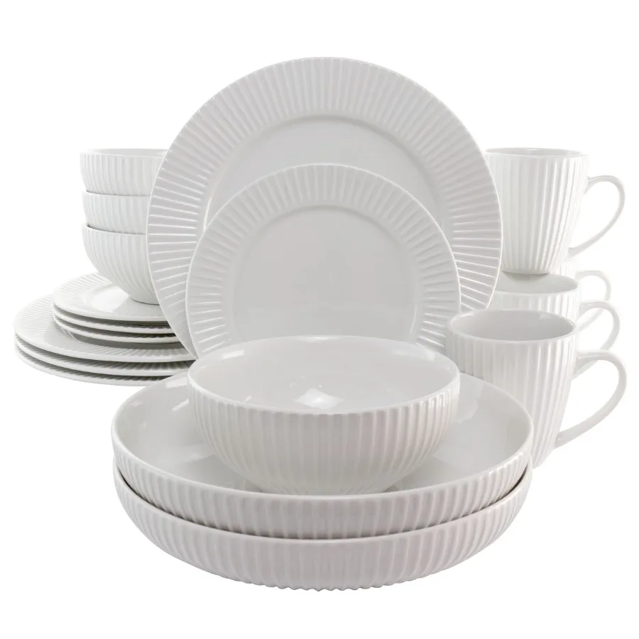 Elle 18 Piece Porcelain Dinnerware Set with 2 Large Serving Bowls in White
Elle 18 Piece Porcelain Dinnerware Set with 2 Large Serving Bowls in White
