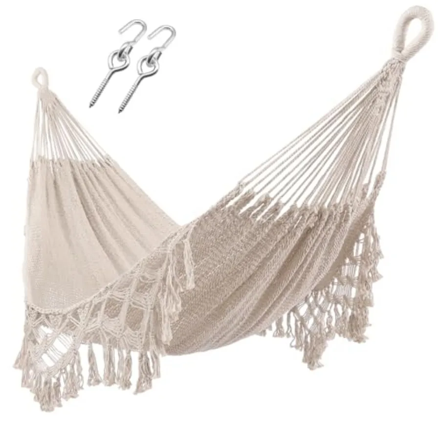 ZEAN Handwoven Hammock with Tassels by Thick Cotton Rope XL Two Person Hammock for Outside Patio Backyard Garden Beach 550LB Ca
ZEAN Handwoven Hammock with Tassels by Thick Cotton Rope XL Two Person Hammock for Outside Patio Backyard Garden Beach 550LB Ca