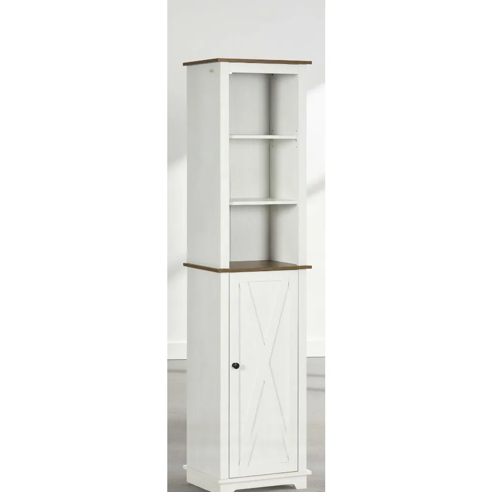 Slim Bathroom Storage Cabinet with Triple Shelves & Cupboard, Adjustable Freestanding Linen Tower for Small Spaces, White
Slim Bathroom Storage Cabinet with Triple Shelves & Cupboard, Adjustable Freestanding Linen Tower for Small Spaces, White