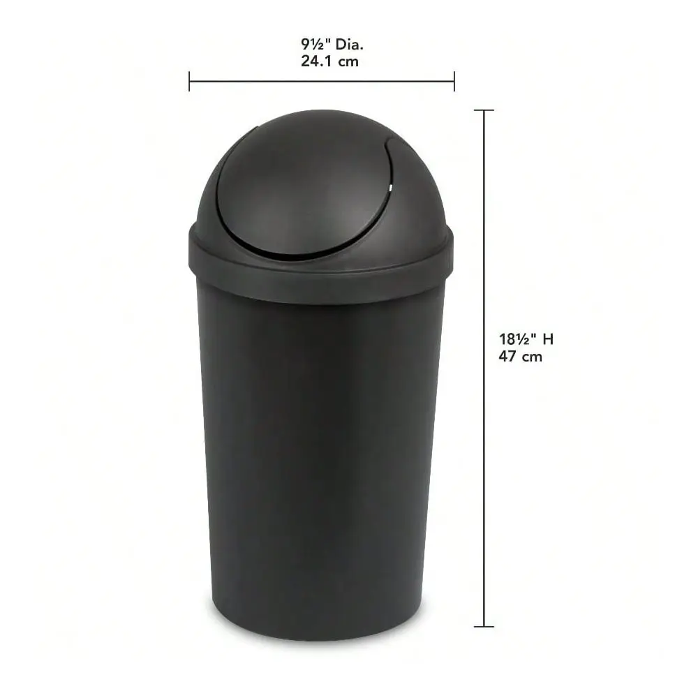 Pack Bathroom Trash Can, 3 Gallon, Plastic Round Swing Top Garbage Bin, Black
Pack Bathroom Trash Can, 3 Gallon, Plastic Round Swing Top Garbage Bin, Black