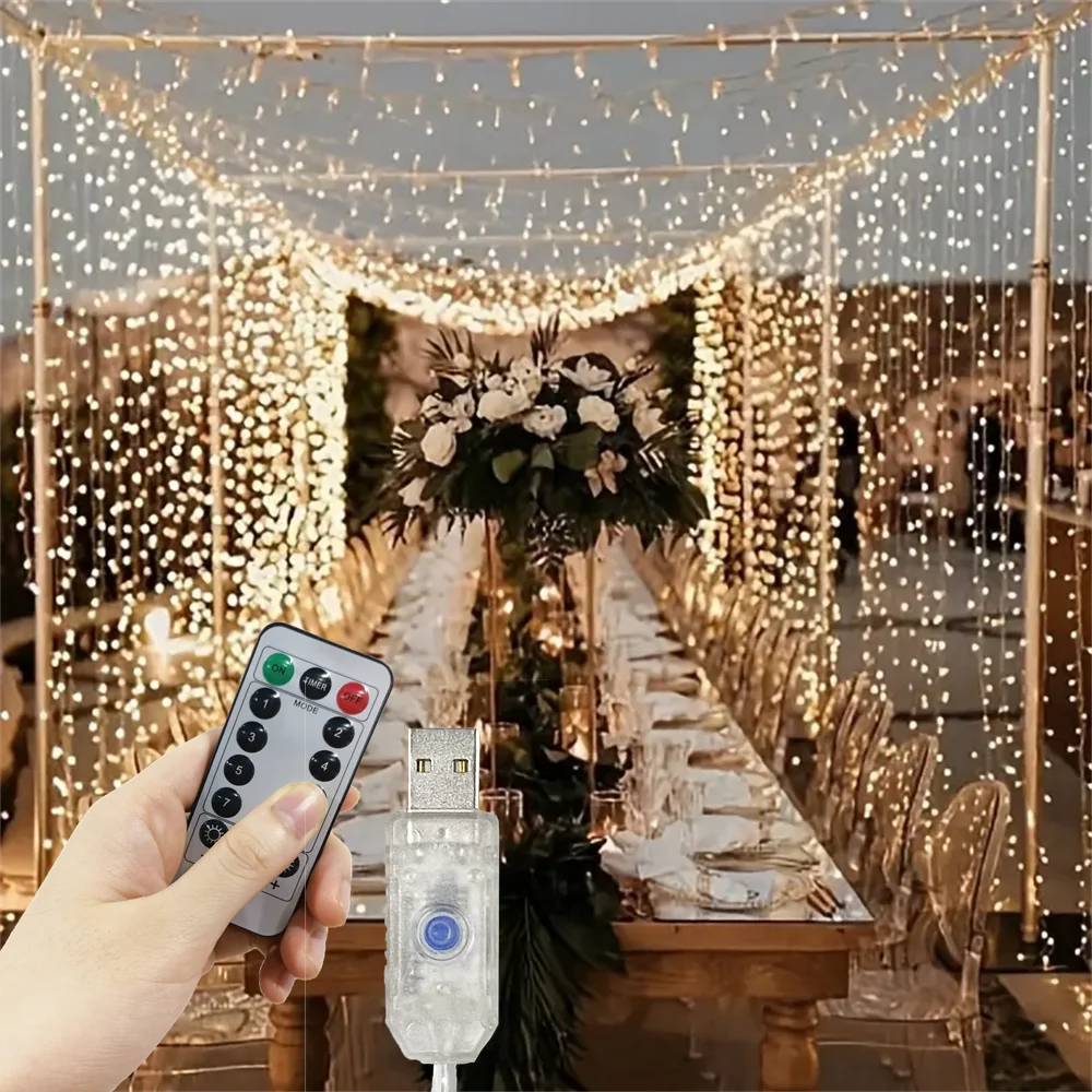 Holiday Light Festival Christmas Decoration 8 Mode USB Wedding Curtain Garland Remote Control Led String Lights for Bedroom Home
Holiday Light Festival Christmas Decoration 8 Mode USB Wedding Curtain Garland Remote Control Led String Lights for Bedroom Home
