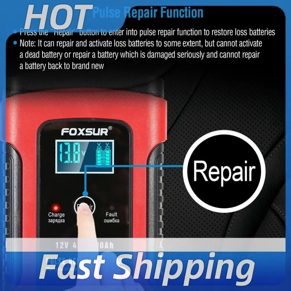 Portable Automatic Battery Charger with LCD Display Car Charger 12V 5A Pulse Repair for Motorcycle SUV for Truck Motorcycle ATV
Portable Automatic Battery Charger with LCD Display Car Charger 12V 5A Pulse Repair for Motorcycle SUV for Truck Motorcycle ATV
