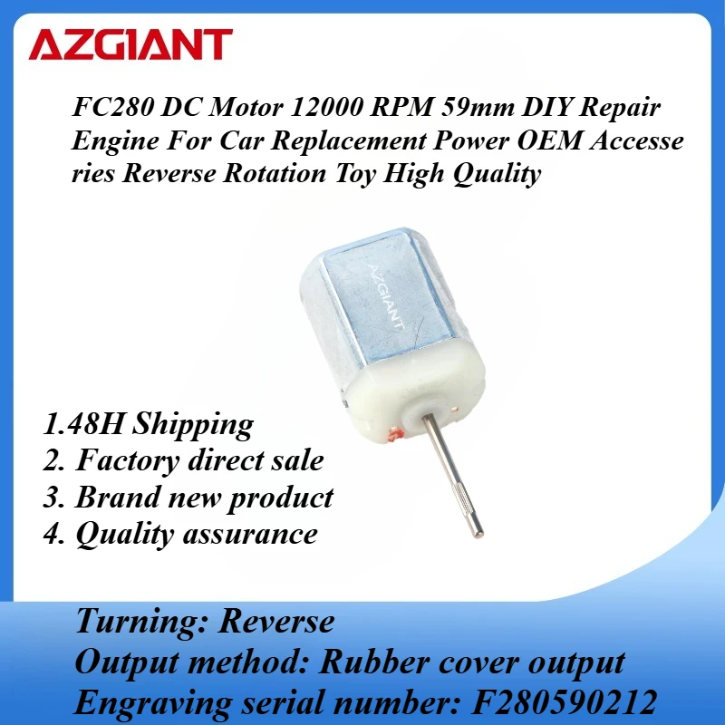 FC280 DC Motor 12000 RPM 59mm DIY Repair Engine For Car Replacement Power OEM Accesseries Reverse Rotation Toy High Quality
FC280 DC Motor 12000 RPM 59mm DIY Repair Engine For Car Replacement Power OEM Accesseries Reverse Rotation Toy High Quality