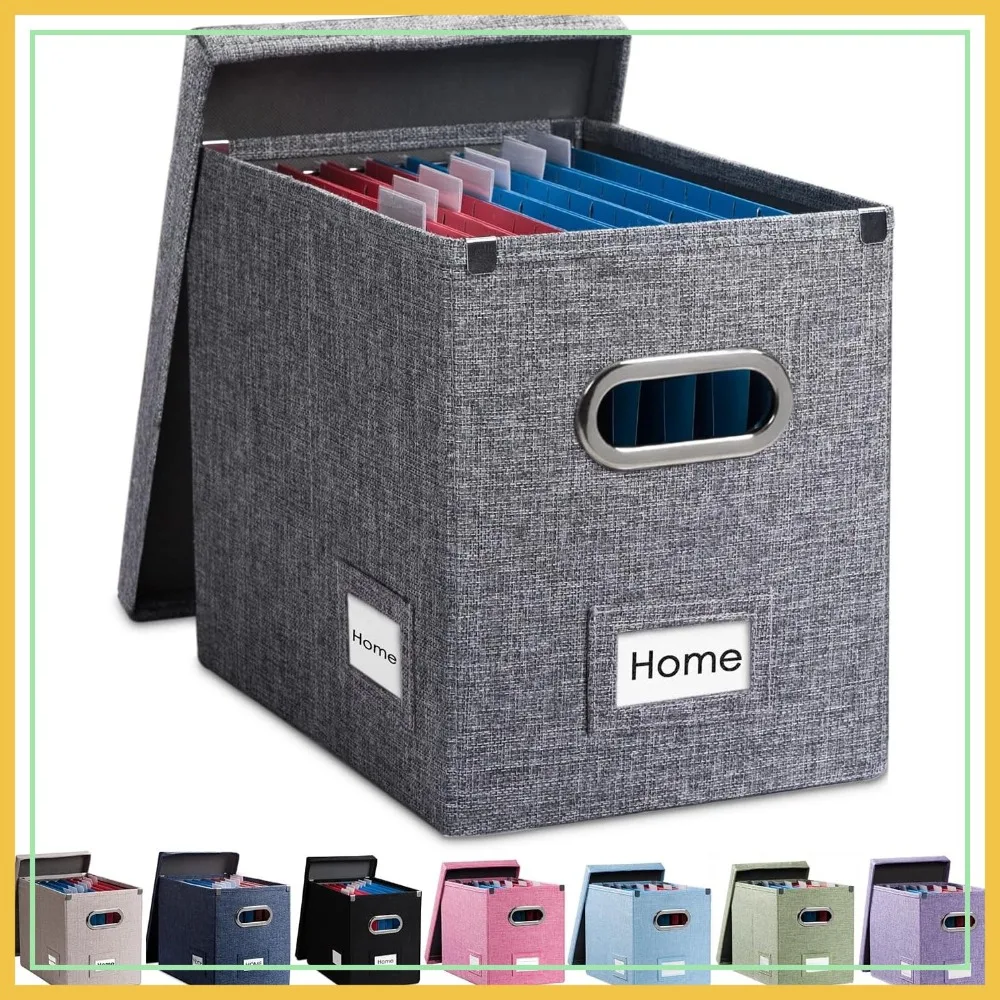 Collapsible Linen Filing Box - Set of 1 Hanging File Folders with Lid, Letter Size, Grey (14x9.3x10.8 inch)
Collapsible Linen Filing Box - Set of 1 Hanging File Folders with Lid, Letter Size, Grey (14x9.3x10.8 inch)