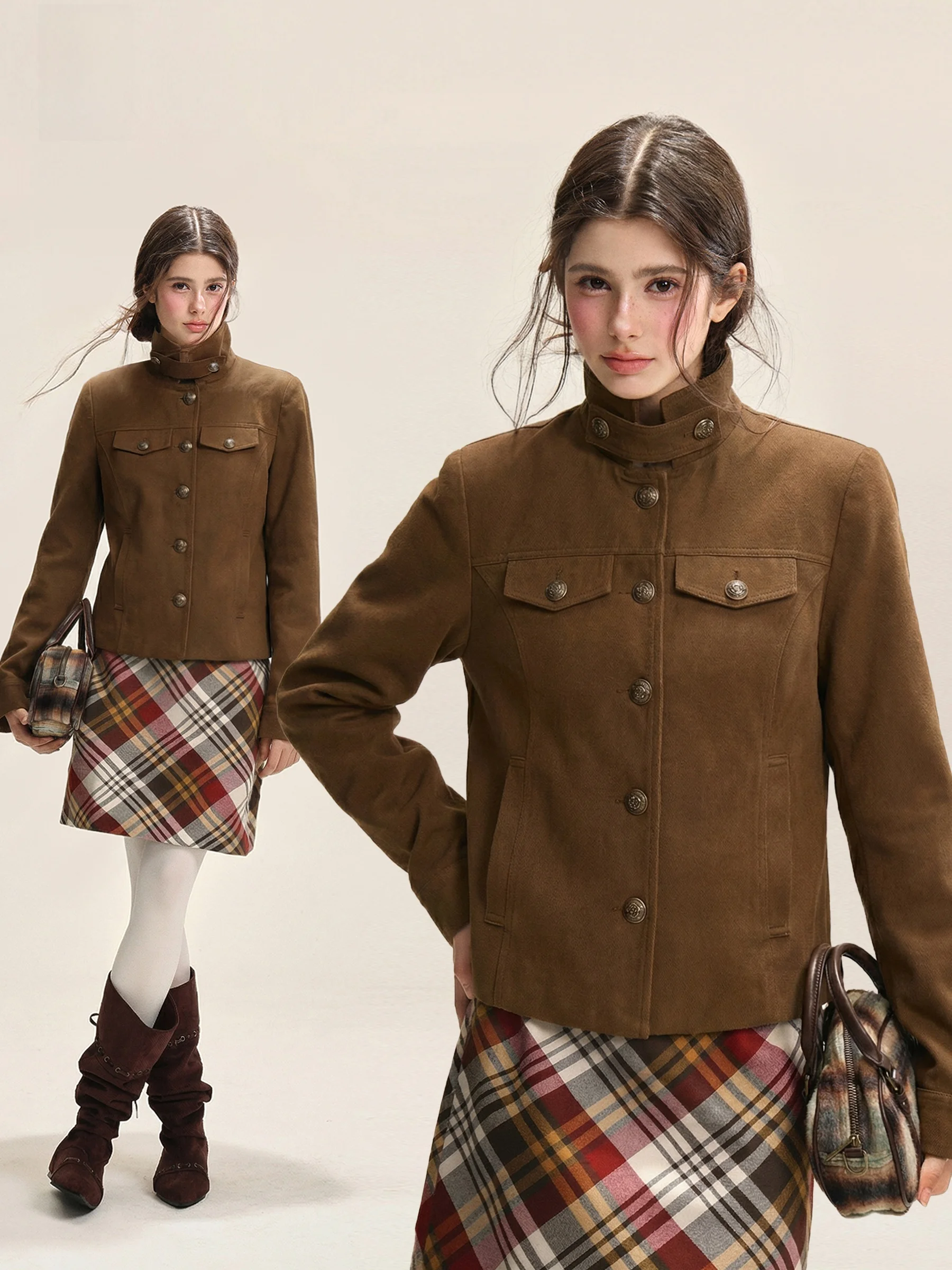 Browan Stand Collar Jaet Women's Casual ort Coat Vintage oulder Length Loose Fit Top Button Closure Warm Daily Wear
Browan Stand Collar Jaet Women's Casual ort Coat Vintage oulder Length Loose Fit Top Button Closure Warm Daily Wear