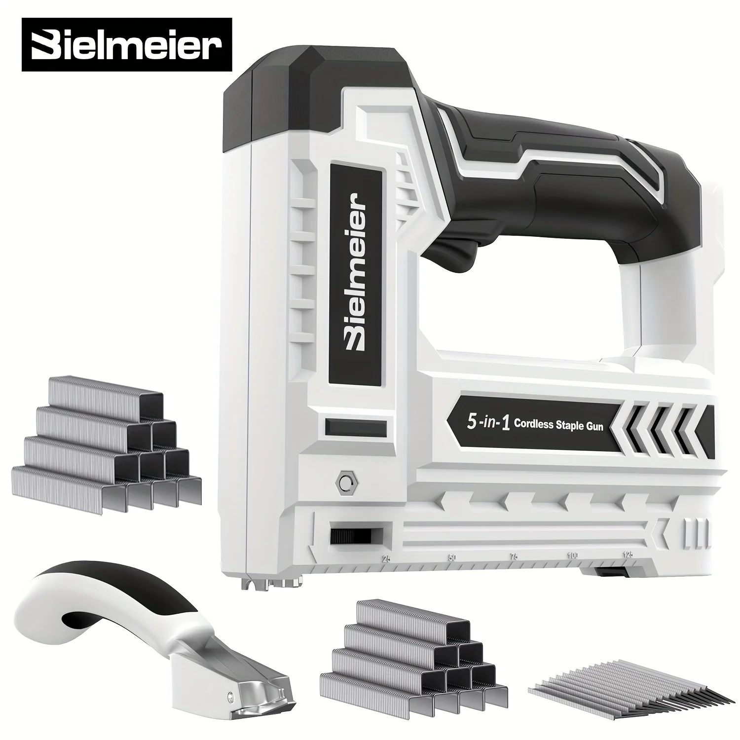 4V 5-in-1 Type-C Rechargeable Stapler Kit from Bielmeier, supports T50/T20 staples, T25 wire staples, large-headed pins/large-headed nails, comes with staple remover, can hold 2000 staples and large-headed nails, lightweight design, can hold up to 1200
4V 5-in-1 Type-C Rechargeable Stapler Kit from Bielmeier, supports T50/T20 staples, T25 wire staples, large-headed pins/large-headed nails, comes with staple remover, can hold 2000 staples and large-headed nails, lightweight design, can hold up to 1200
