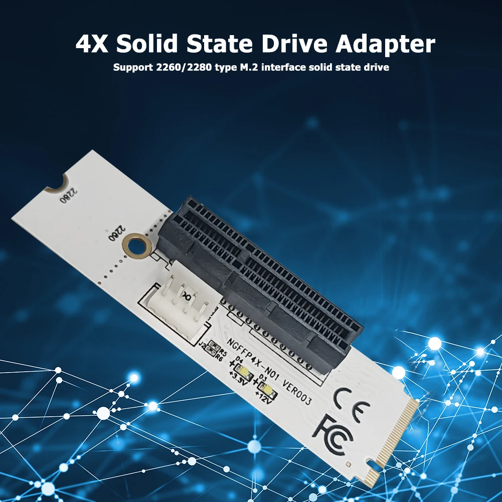 Карта-адаптер NGFF M.2 на PCI-E 4X (M2 M Key to PCIE X4) с индикатором напряжения LED и кабелем PCI Express
Карта-адаптер NGFF M.2 на PCI-E 4X (M2 M Key to PCIE X4) с индикатором напряжения LED и кабелем PCI Express