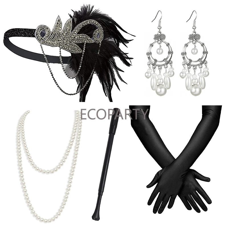 Drop Ship 1920s Vintage Style Women's Party Suit Feather Head With Cigarette Rod Necklace Bracelet Earring Five Piece Set 20
Drop Ship 1920s Vintage Style Women's Party Suit Feather Head With Cigarette Rod Necklace Bracelet Earring Five Piece Set 20