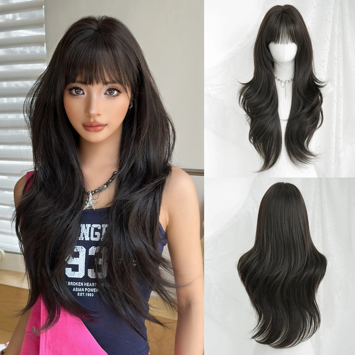 NAMM New Fashion Long Wavy Black Wig Natural Looking High Quality Fiber Synthetic Wig for Women Daily Music Festival Party Wear
NAMM New Fashion Long Wavy Black Wig Natural Looking High Quality Fiber Synthetic Wig for Women Daily Music Festival Party Wear