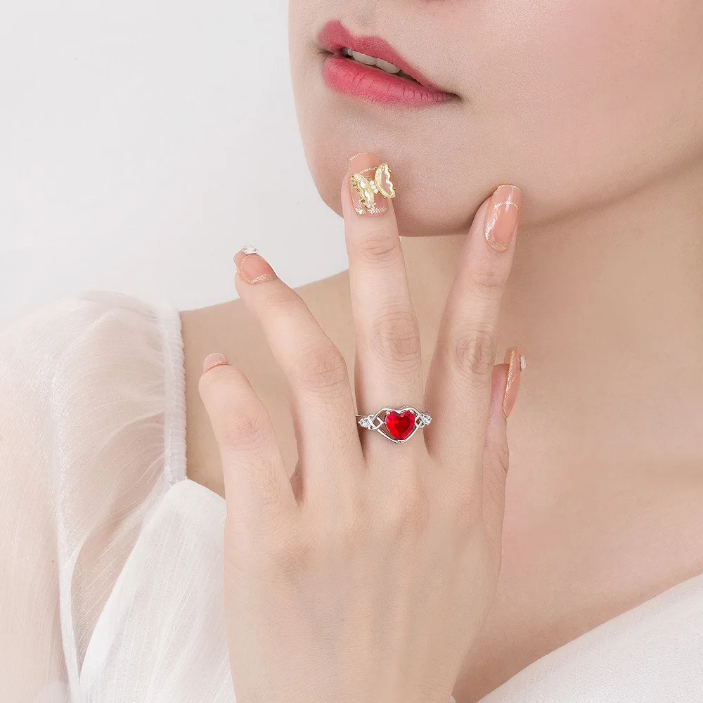 Charm 925 Sterling Silver Luxury Red Heart Zircon Ring Women's Fashion Wedding Party Favor Jewelry
Charm 925 Sterling Silver Luxury Red Heart Zircon Ring Women's Fashion Wedding Party Favor Jewelry