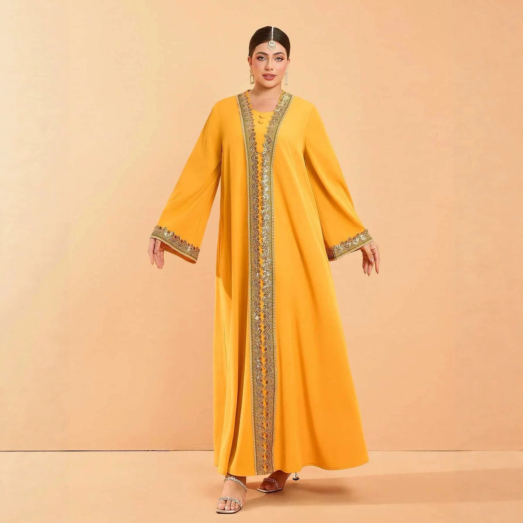 2026 New Model Gold-embossed Lady Clothes-long A-line Ethnic Style Plus Size Evening Dress In Orange With A Unique And Sophistic
2026 New Model Gold-embossed Lady Clothes-long A-line Ethnic Style Plus Size Evening Dress In Orange With A Unique And Sophistic