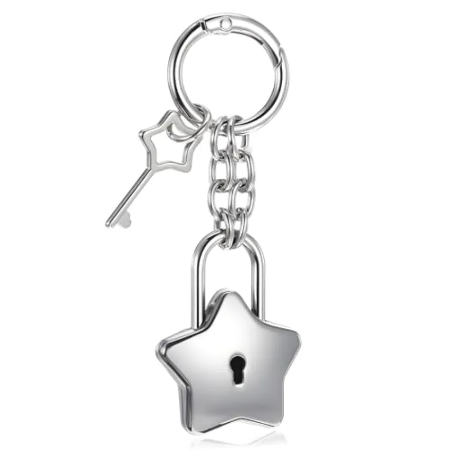 Star Shaped Padlock Bag Charms with Key Mini Silver Heart Star Padlock Bag Keychain Small KeyChain for Women Mini Lock with Key
Star Shaped Padlock Bag Charms with Key Mini Silver Heart Star Padlock Bag Keychain Small KeyChain for Women Mini Lock with Key