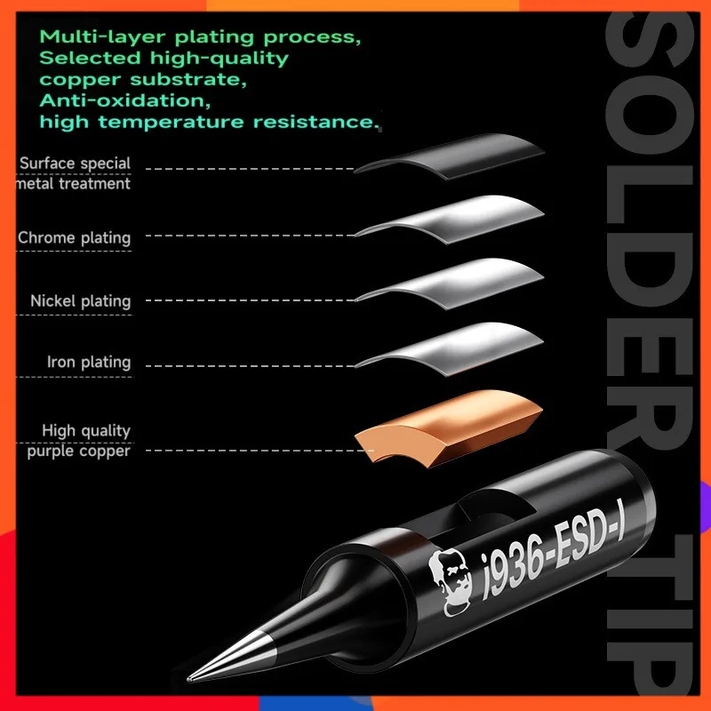 High-Temp i936 Soldering Tips High Temperature 480°C Resistant Multi-Layer Plating ESD-Safe Options Ideal for PCB Pad Cleaning
High-Temp i936 Soldering Tips High Temperature 480°C Resistant Multi-Layer Plating ESD-Safe Options Ideal for PCB Pad Cleaning
