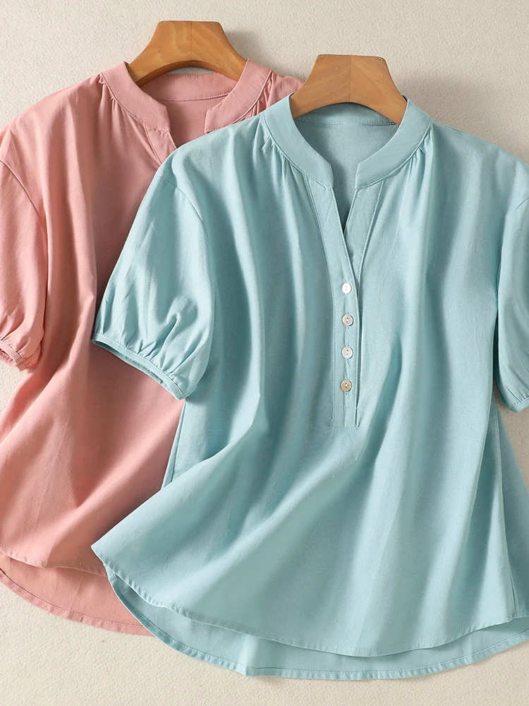 Summer Fashion Casual Loose Fit Women's Short Sleeve Shirt Korean Japanese Style Artistic Simple Design Breathable Comfortable
Summer Fashion Casual Loose Fit Women's Short Sleeve Shirt Korean Japanese Style Artistic Simple Design Breathable Comfortable