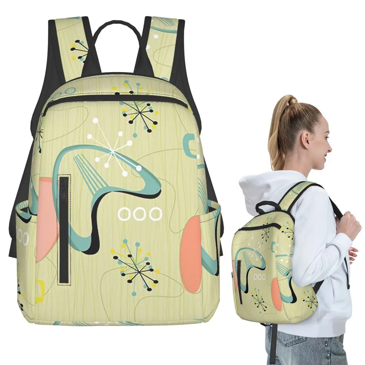Retro Eames-Era Atomic Inspired Geometry Pattern Backpack Student BookBag Kids School Bag Computer Shoulder Bags Men Women
Retro Eames-Era Atomic Inspired Geometry Pattern Backpack Student BookBag Kids School Bag Computer Shoulder Bags Men Women