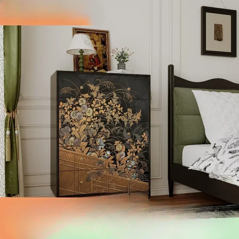 French Chinese style black chest of drawers, living room by the wall, locker, bedroom, household bedside drawer, storage cabinet
French Chinese style black chest of drawers, living room by the wall, locker, bedroom, household bedside drawer, storage cabinet