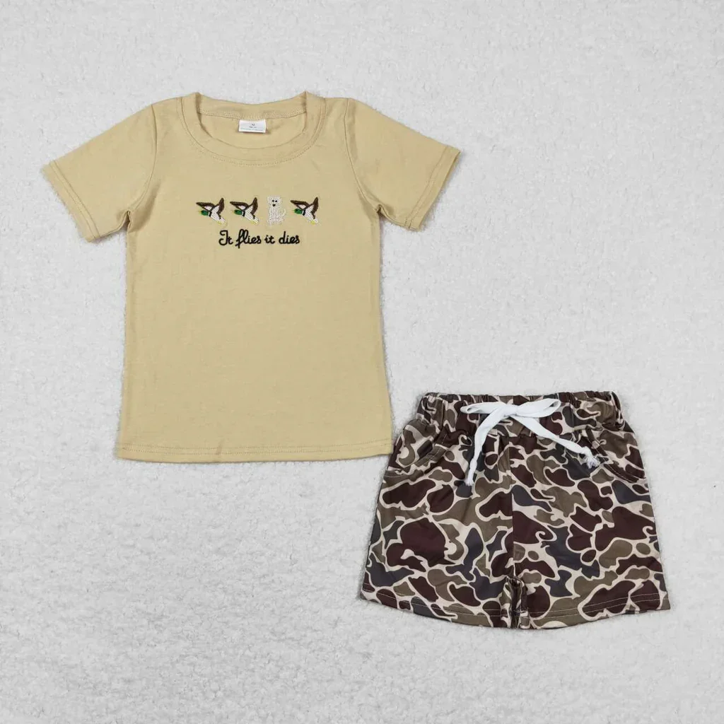 BSSO0711 Embroidery Mallard Dog Camo Boys Shorts Set
BSSO0711 Embroidery Mallard Dog Camo Boys Shorts Set