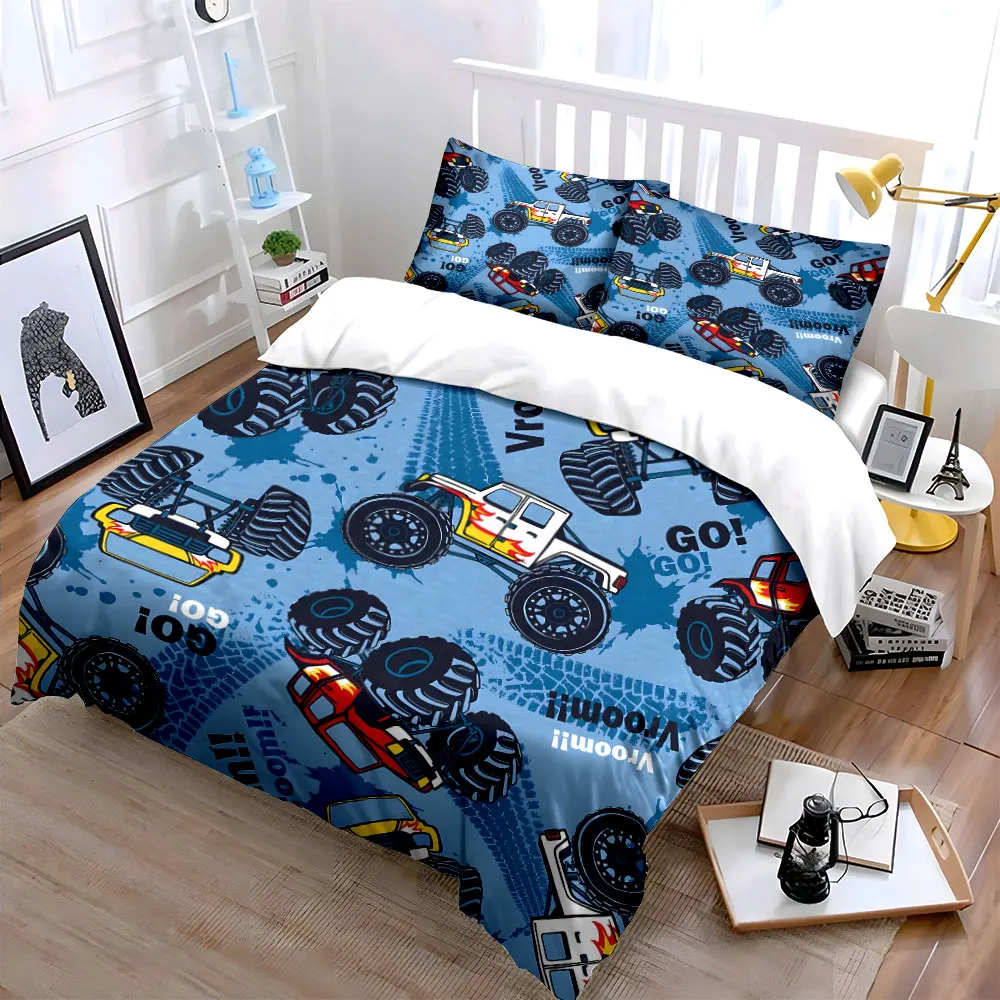 Monster Truck Print Bedding Set for Kids kid's and adults' bedroom decor, Exquisite three-piece bedding set gift
Monster Truck Print Bedding Set for Kids kid's and adults' bedroom decor, Exquisite three-piece bedding set gift