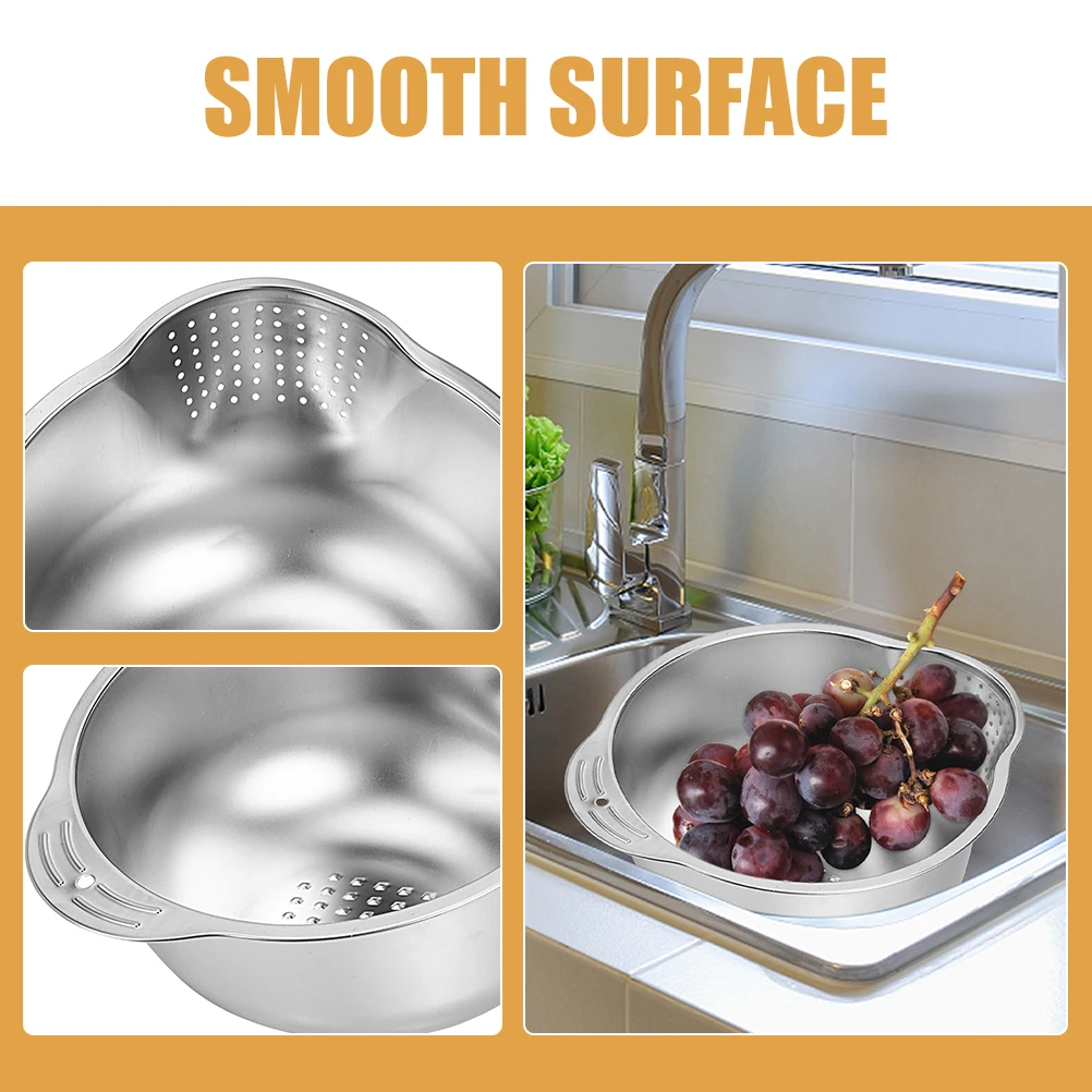Stainless Steel Rice Washer Strainer Bowl 24cm 304 Dull Colander for Kitchen Fruit Vegetable Drain Basket Mesh Sieve
Stainless Steel Rice Washer Strainer Bowl 24cm 304 Dull Colander for Kitchen Fruit Vegetable Drain Basket Mesh Sieve