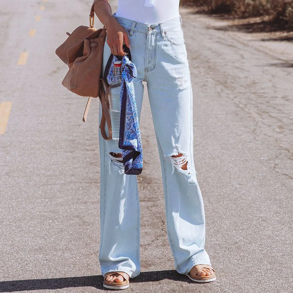 Chic Summer Jeans Women Fashion Streetwear Washed Ripped High Waist Denim Trousers Casual Pants Wide Leg Pants Women Y2K
Chic Summer Jeans Women Fashion Streetwear Washed Ripped High Waist Denim Trousers Casual Pants Wide Leg Pants Women Y2K