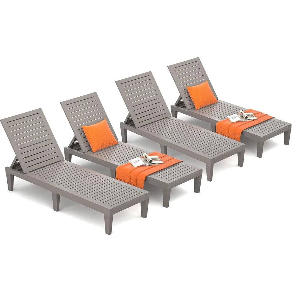 Outdoor Chaise Lounge Chair Set of 4 for Poolside Patio, Water-Resistant Tanning Chair Recliner with Adjustable Backrest
Outdoor Chaise Lounge Chair Set of 4 for Poolside Patio, Water-Resistant Tanning Chair Recliner with Adjustable Backrest
