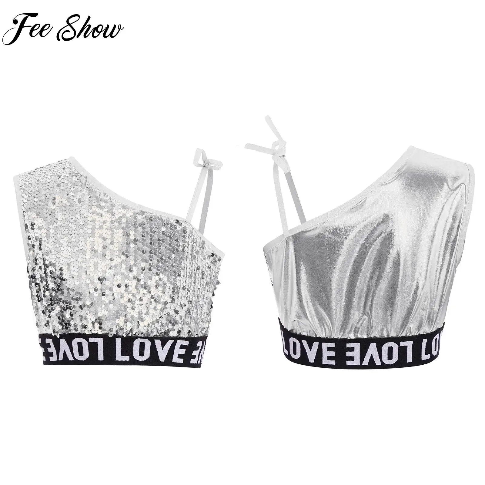 Kids Hip-Hop Tops Jazz Dance Costume for Girls Boys One Shoulder Sleeveless Sequins Vest Fashion Crop Top Dancewear Streetwear
Kids Hip-Hop Tops Jazz Dance Costume for Girls Boys One Shoulder Sleeveless Sequins Vest Fashion Crop Top Dancewear Streetwear